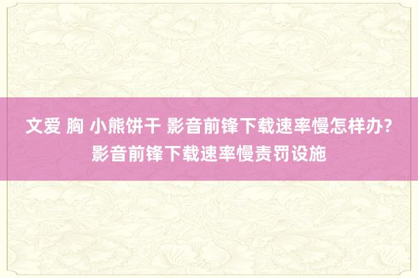 文爱 胸 小熊饼干 影音前锋下载速率慢怎样办?影音前锋下载速率慢责罚设施